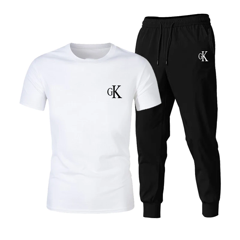 Nové CK pánske letné vyhovovali Módne bežné T-shirt + športové tenké, rýchle sušenie nohavice pánske oblek športové oblečenie 4