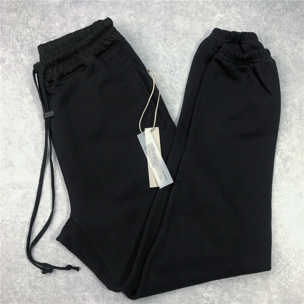 Najlepšia Verzia Black Šnúrkou Tepláky Slim Fit Kanye Bavlnené Nohavice Logo Náplasť Na Prednej Streetwear 5