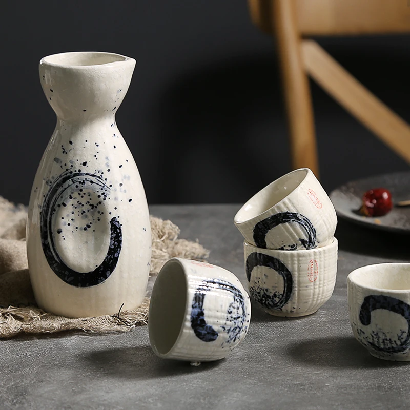Japonské Saké Nastaviť Tvorivé Keramické Víno Set Home Izolácie Víno Skla, Keramiky Jeden Hrniec Štyri Okuliare Kvôli Biele Víno Hrniec 2