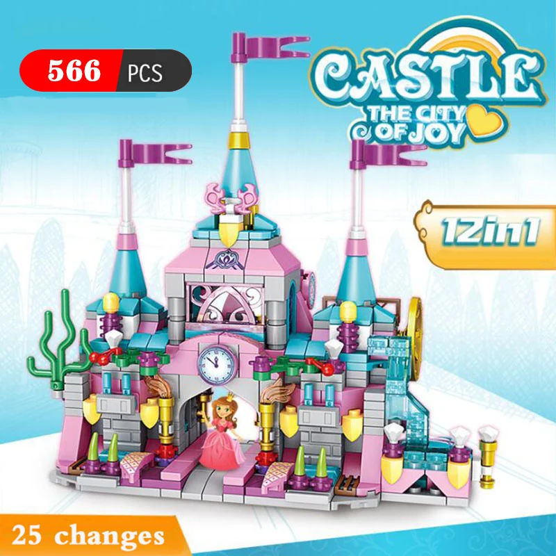 554pcs Priateľmi Stavebné Bloky Kompatibilné Tvorivé Ľad Sneh Princezná Magic Castle House Údaje Kvádrov, Tehál, Hračky pre Dievčatá 2