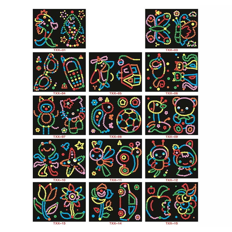 Deti DIY Dot Puzzle Nálepky, Farebné Bodky Roztomilý Kreslený Vzdelávania, Vzdelávania v Ranom veku Hračky Mozaiky Nálepka pre Deti Deti Darčeky 1