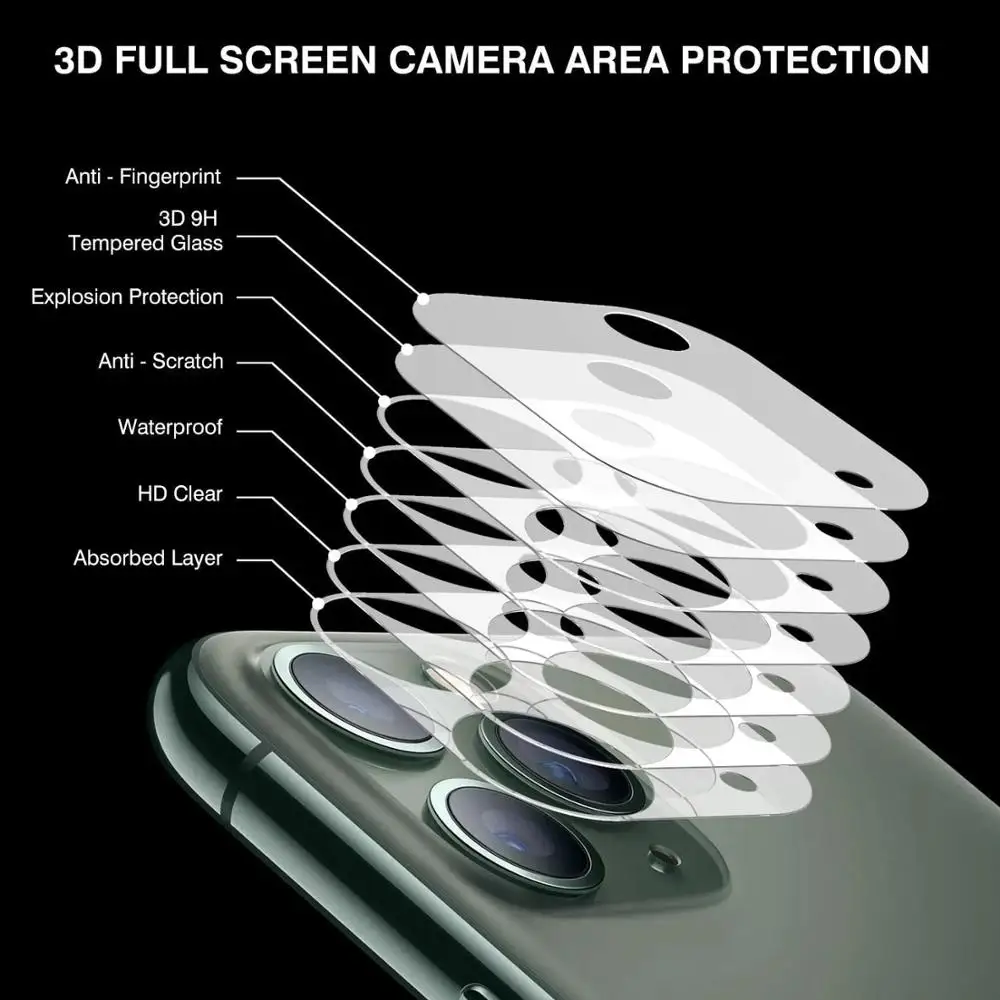 3KS Objektív Fotoaparátu Tvrdeného Skla pre IPhone 11 12 Pro XS Max Screen Protector Pre IPhone X XR 6 6S Fotoaparát Protector 0