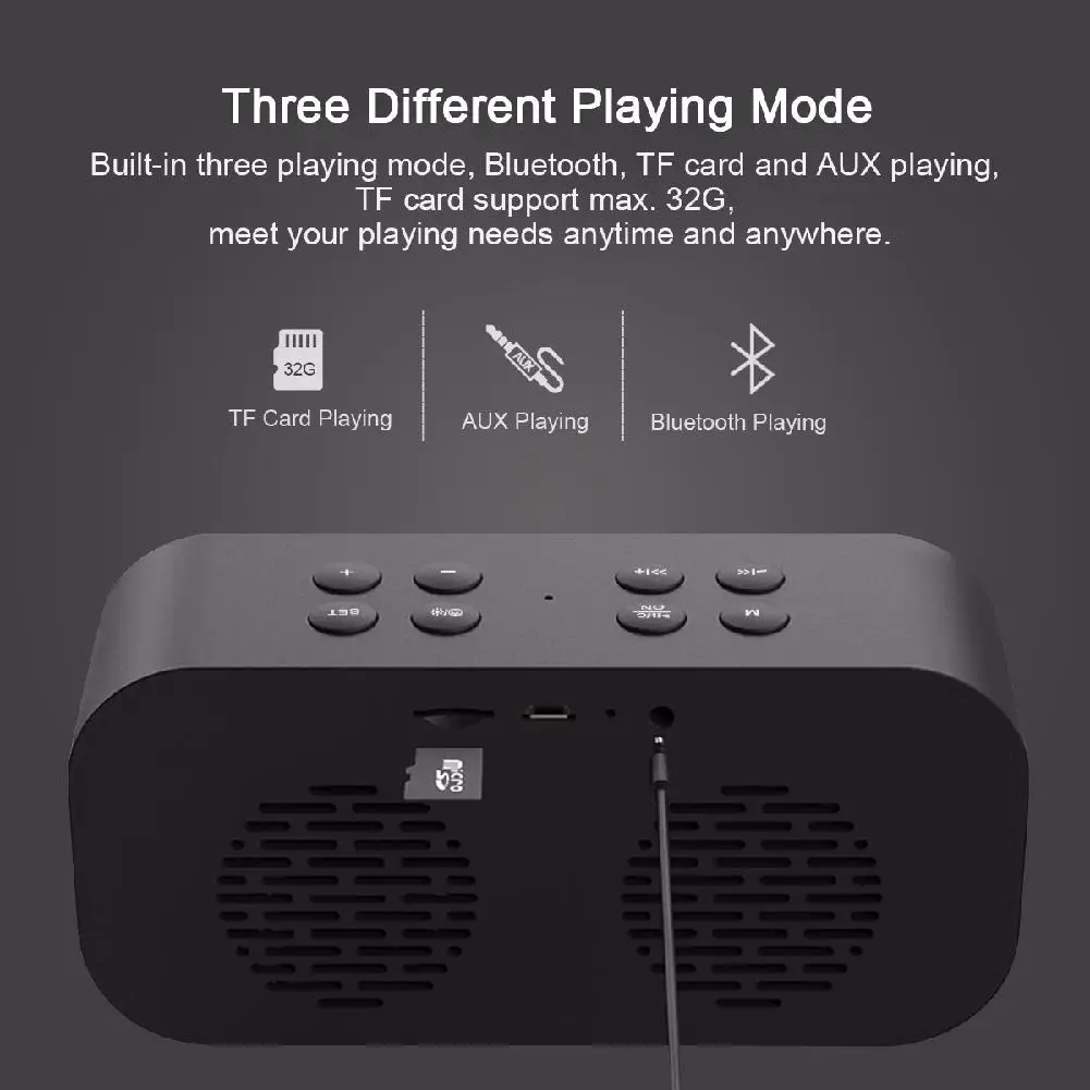 TWISTER.CK Bluetooth-kompatibilné Bezdrôtový Reproduktor 5.0 Stereo Zvuk s LED Zobrazenie Času Podpora TF AUX, USB Zrkadlo Budík 0