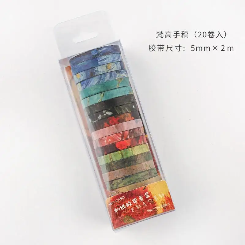 20pcs/balenie Multi-farebné Washi Pásky Scrapbooking Dekoratívne Samolepiace Pásky, Papier Japonský Nálepky na kancelárske potreby 2