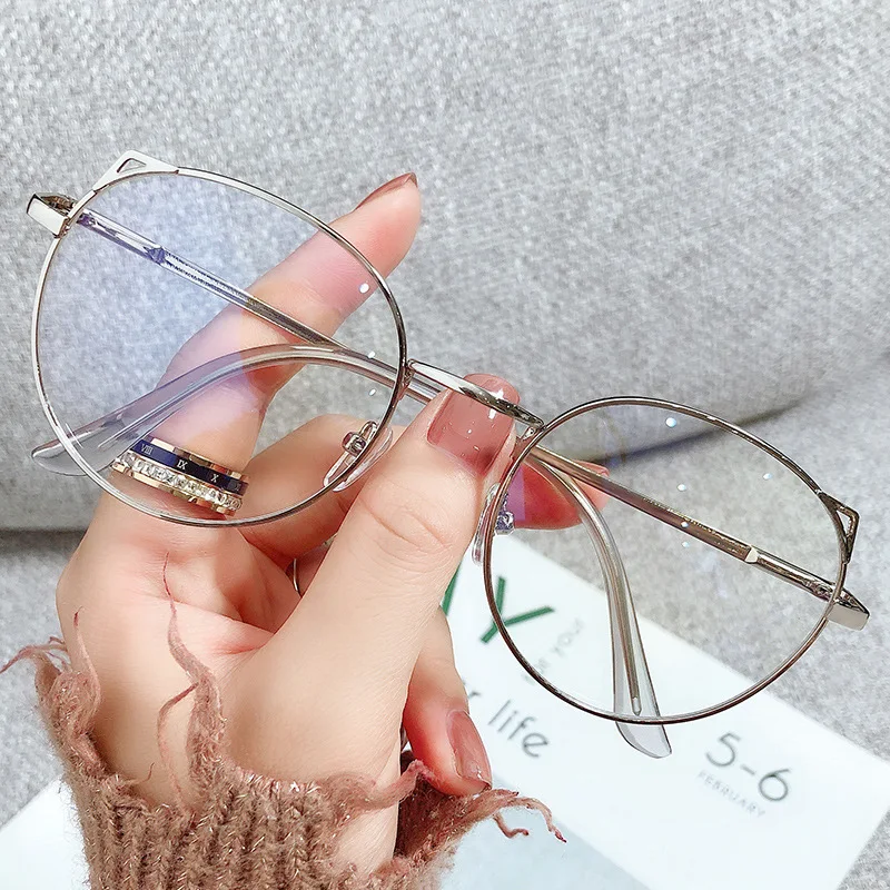 Kovový Rám Optické Okuliare Pre Mužov Anti-Modré Svetlo Okuliare Ženy 2021 Trendy Módne Mačacie Oko, Dioptrické Okuliare Počítač Okuliare Gafas 5