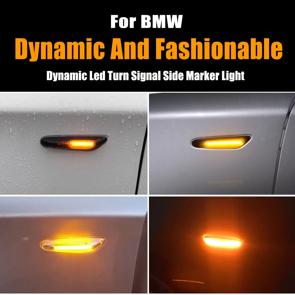 2 ks Pre BMW E90 E91 E92 E93 E60 E87 E82 E46 Dynamické LED Blinker Strane Marker Zase Signálneho Svetla na Čítanie 1