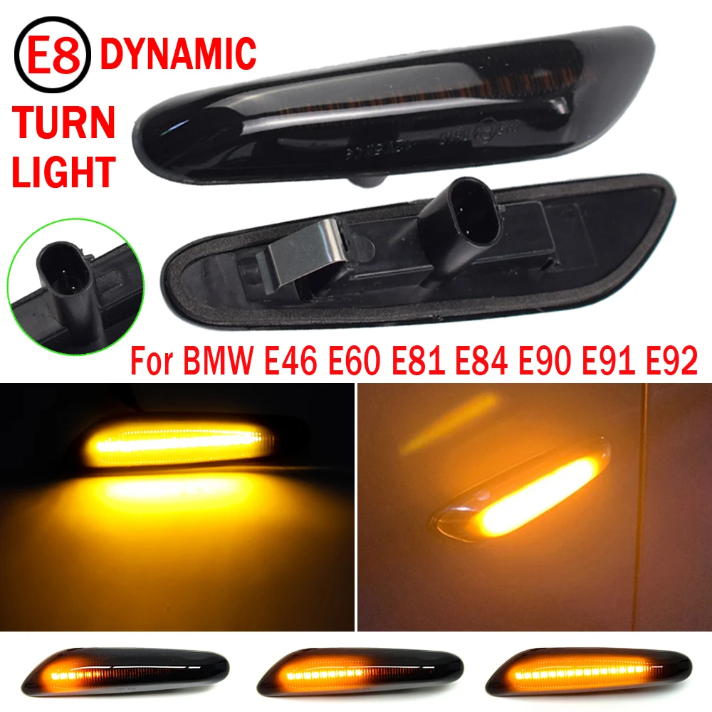 2 ks Pre BMW E90 E91 E92 E93 E60 E87 E82 E46 Dynamické LED Blinker Strane Marker Zase Signálneho Svetla na Čítanie 3