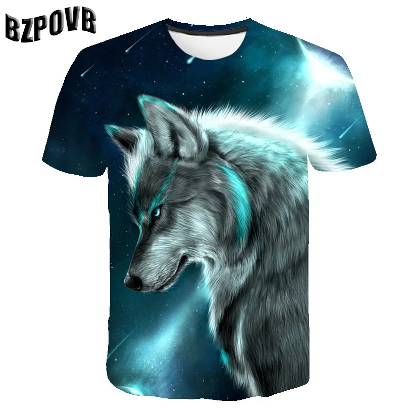 Nové Oblečenie 2021 Lete Wolf 3D Vytlačené Zvierat v Pohode Funny T-Shirt Mužov Krátkym Rukávom Letné Topy Tee Mužskej Módy Bežné Muž 2