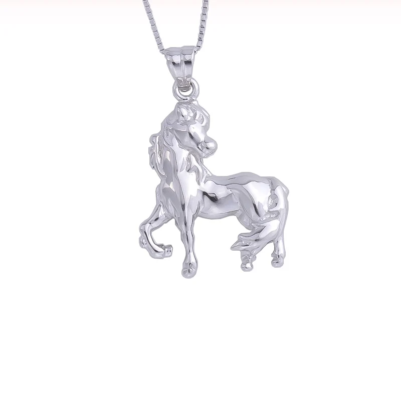 Veľké Žrebec Kôň Žena Retiazky 925 Sterling Silver S Dlhým Reťazcom Zvierat Náhrdelníky Pre Ženy Golier Módne Šperky 3