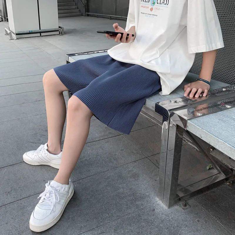 Letné Prikryť Skladaný Šortky pánske kórejský Módne Voľné Bežné Šortky pánske Harajuku Streetwear Ice Hodváb Päť-bod Nohavice Mužov 0