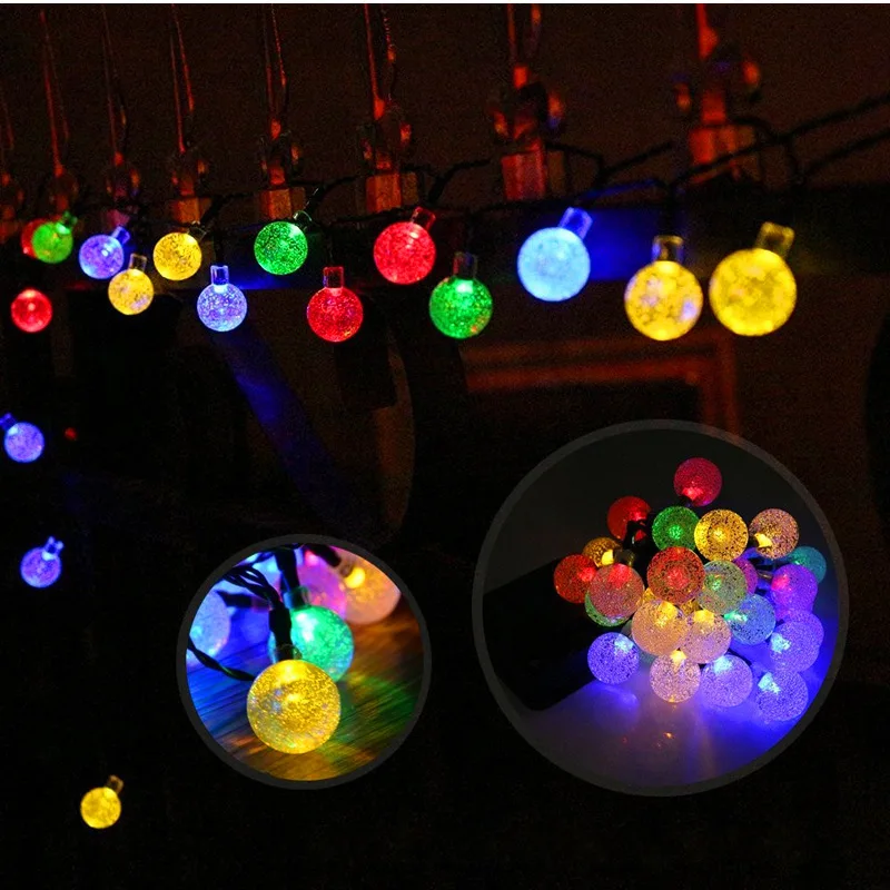 Nové 20/50 LED Crystal Ball 5M/10 M Solárna Lampa LED Reťazec Rozprávkových Svetiel Solárne Girlandy Záhrada Vianočná Výzdoba pre Vonkajšie 3