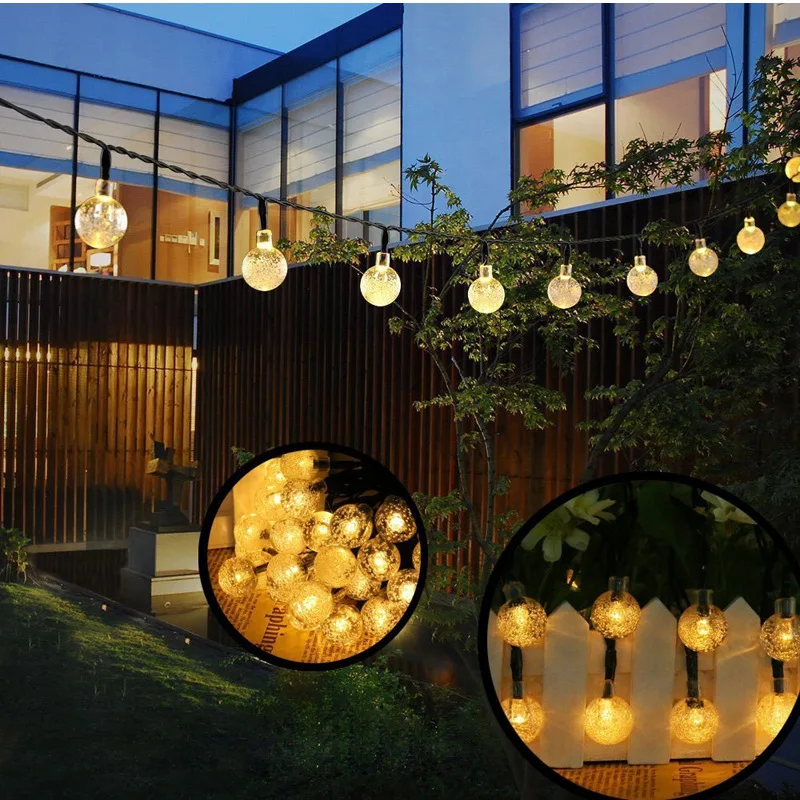 Nové 20/50 LED Crystal Ball 5M/10 M Solárna Lampa LED Reťazec Rozprávkových Svetiel Solárne Girlandy Záhrada Vianočná Výzdoba pre Vonkajšie 5