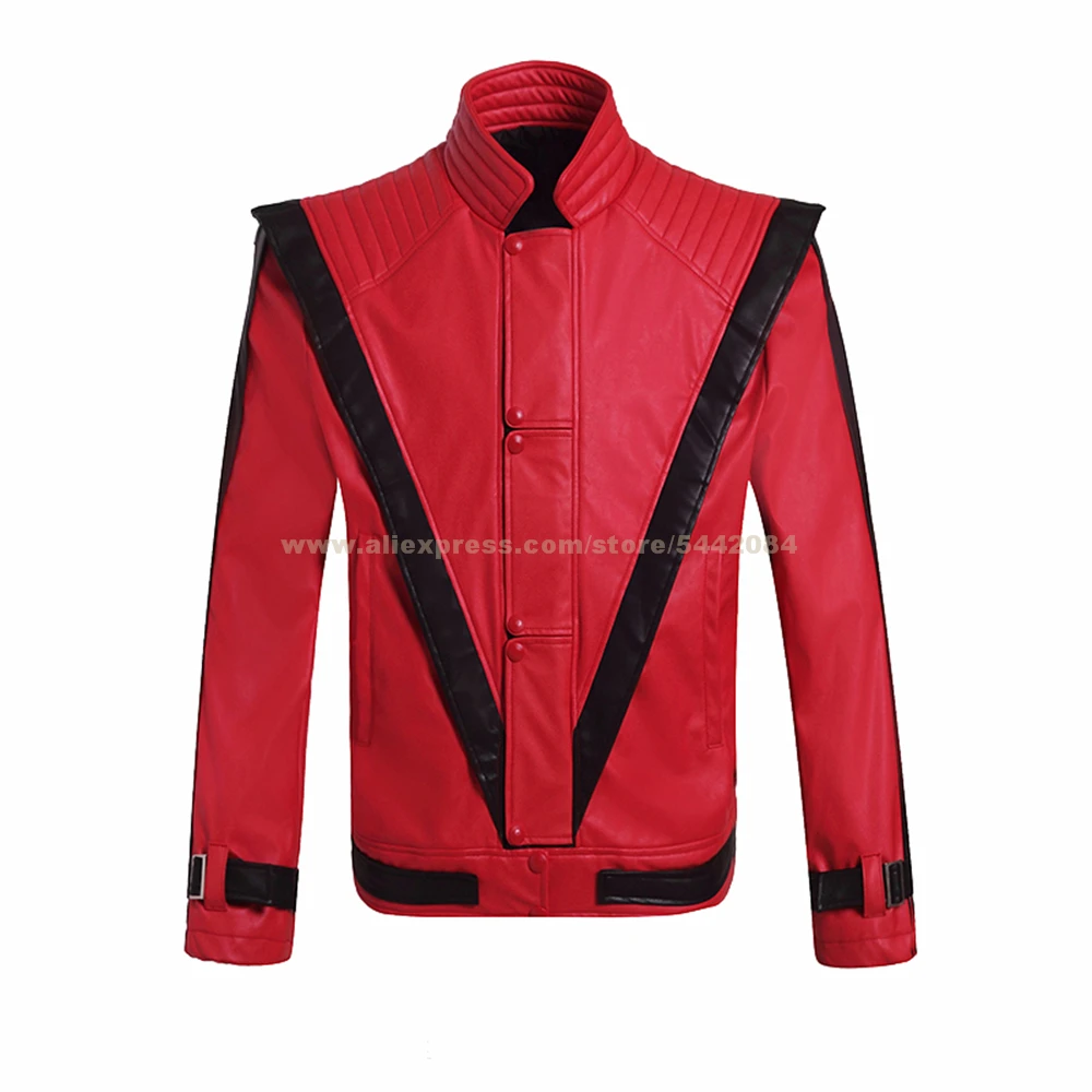 MJ Michael Jackson Kabát, Bundu Thriller Červené Odrazové Kožený Kabát MTV Nohavice Kolekcia Outwear Strany Cosplay Imitácia Kostým 2