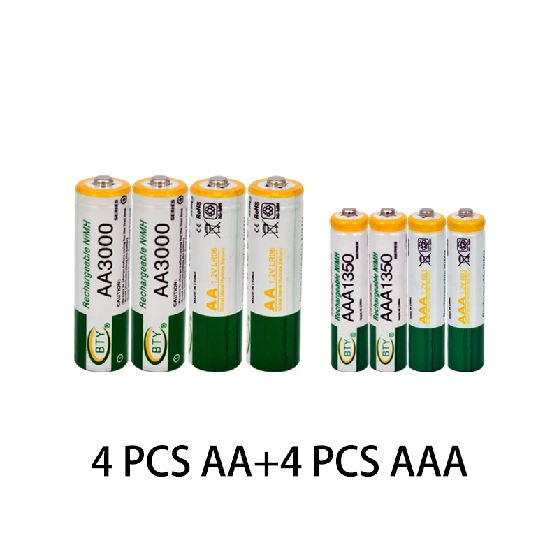 Nový 1.2 V, AA 3000mAh NI-MH Dobíjacie Batérie+AAA batérie 1350 mAh Rechageable batérie NI-MH 1.2 V AAA batérie 0