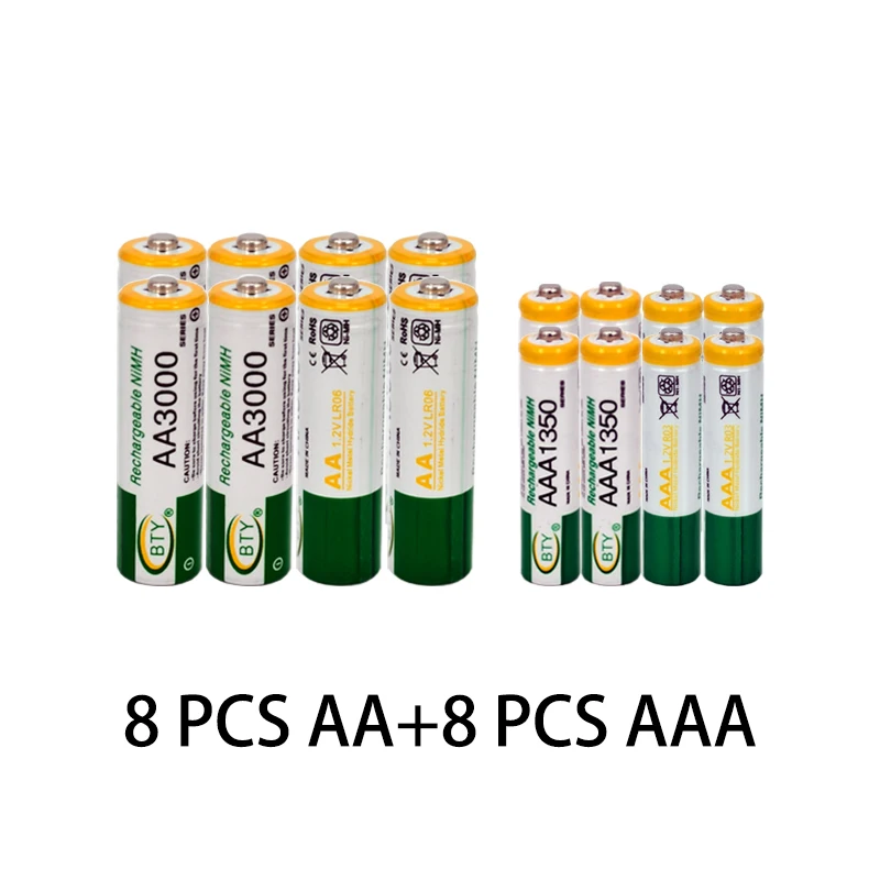 Nový 1.2 V, AA 3000mAh NI-MH Dobíjacie Batérie+AAA batérie 1350 mAh Rechageable batérie NI-MH 1.2 V AAA batérie 1