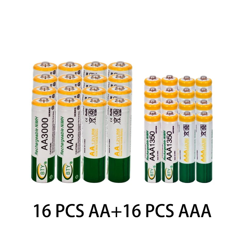 Nový 1.2 V, AA 3000mAh NI-MH Dobíjacie Batérie+AAA batérie 1350 mAh Rechageable batérie NI-MH 1.2 V AAA batérie 3