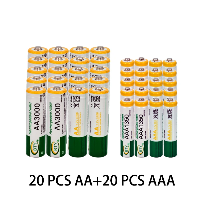 Nový 1.2 V, AA 3000mAh NI-MH Dobíjacie Batérie+AAA batérie 1350 mAh Rechageable batérie NI-MH 1.2 V AAA batérie 4
