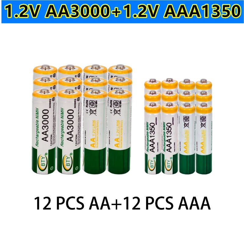 Nový 1.2 V, AA 3000mAh NI-MH Dobíjacie Batérie+AAA batérie 1350 mAh Rechageable batérie NI-MH 1.2 V AAA batérie 5