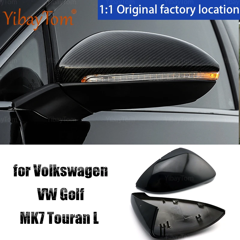 Black Shell Spätné Bočné Zrkadlo Pokrytie Čiapky pre Volkswagen VW Golf 7 R MK7 7.5 GLAXAY 2013-20 Touran L 2016-19 Uhlíkových Vlákien Vzor 5