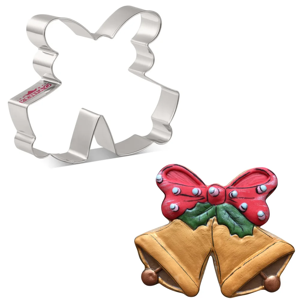 KENIAO Dvojité Bell Cookie Cutter Pre Vianočný Večierok - 8,9 x 11 CM - Sušienky Fondant Chlieb Cutter - Nerezová Oceľ 1