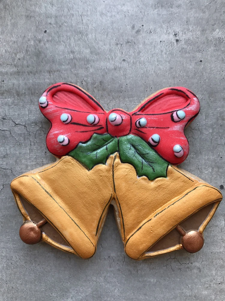 KENIAO Dvojité Bell Cookie Cutter Pre Vianočný Večierok - 8,9 x 11 CM - Sušienky Fondant Chlieb Cutter - Nerezová Oceľ 4