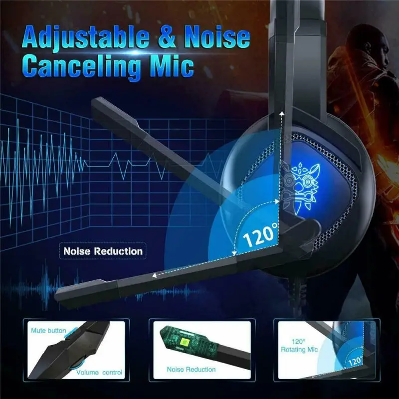 ONIKUMA K19 Herné Slúchadlá Drôtové Slúchadlá S Mikrofónom RGB Slúchadlá 7.1 Priestorový Zvuk Pre PS4 Xbox Jedného Headsetu Hráč NA 4