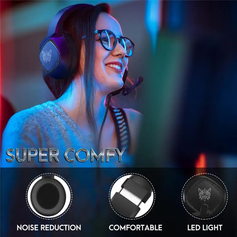 ONIKUMA K19 Herné Slúchadlá Drôtové Slúchadlá S Mikrofónom RGB Slúchadlá 7.1 Priestorový Zvuk Pre PS4 Xbox Jedného Headsetu Hráč NA 5