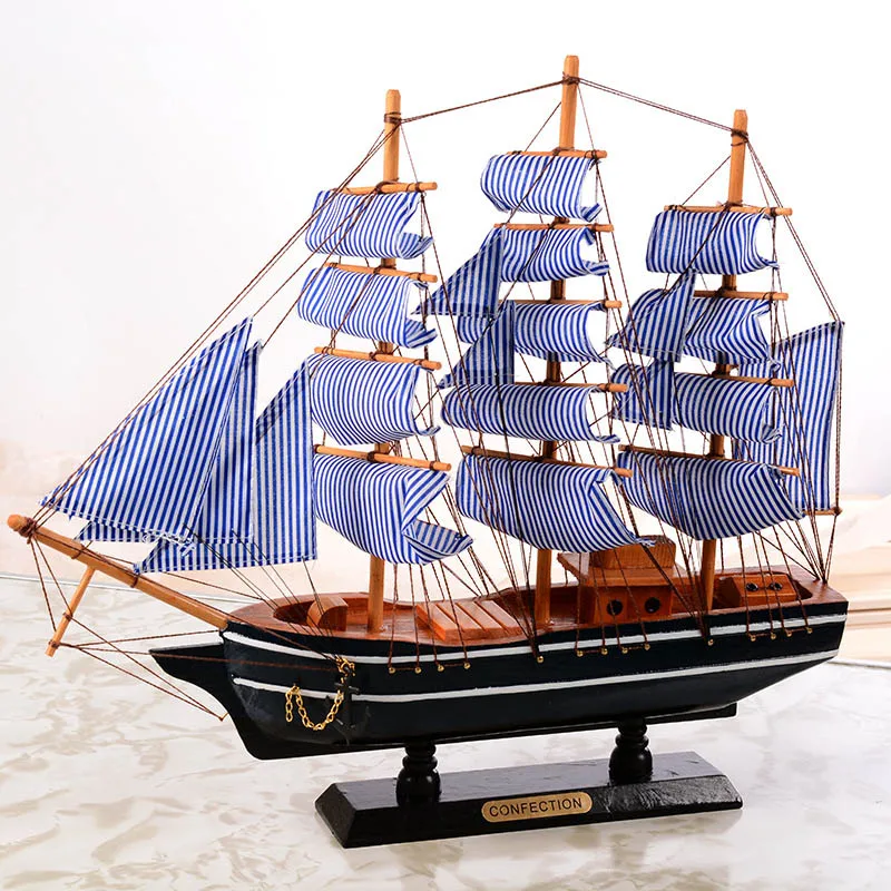 Drevená Plachetnica Štýle Stredomoria Domáce Dekorácie Ručne Vyrezávané Námorných Lodí Model Darček FBS889 3