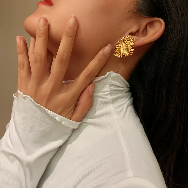 Lifefontier Vintage Zlatá Farba Kovu Nezvyčajné Náušnice pre Ženy kórejský Geometrické Nepravidelný Stud Náušnice Strany Šperky Darček 1