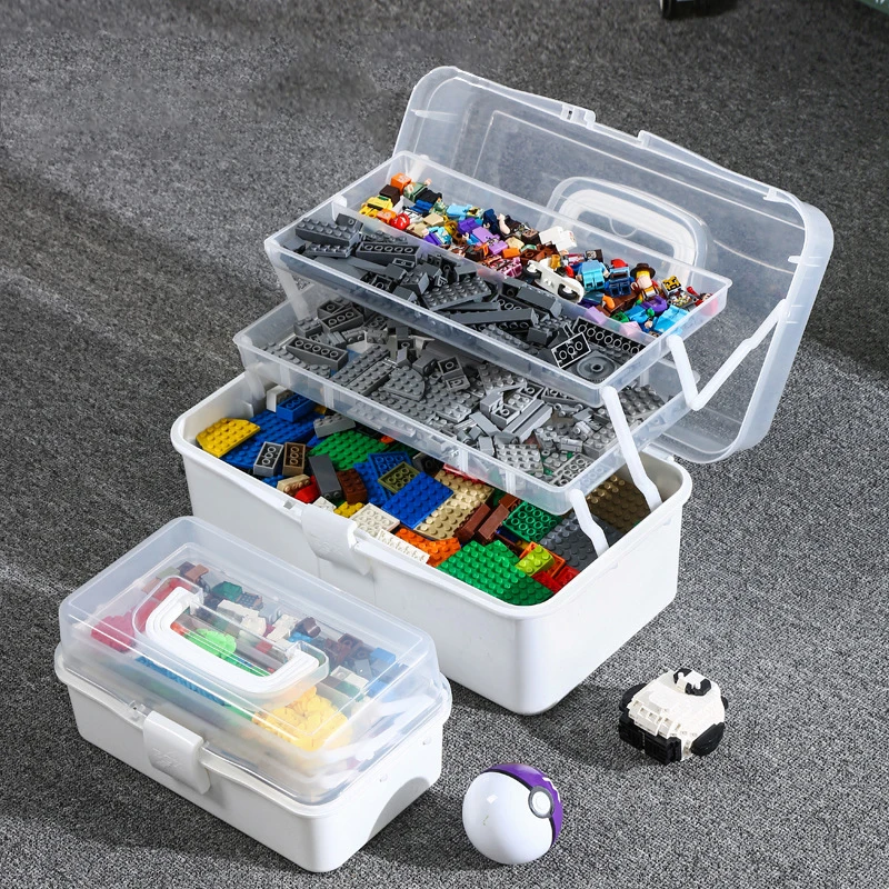 3-vrstvová Úložný Box Prachotesný Lego Box Bloky Puzzle Časti, Multifunkčný Box Úložný Box na Kozmetické Rúž Šperky 2
