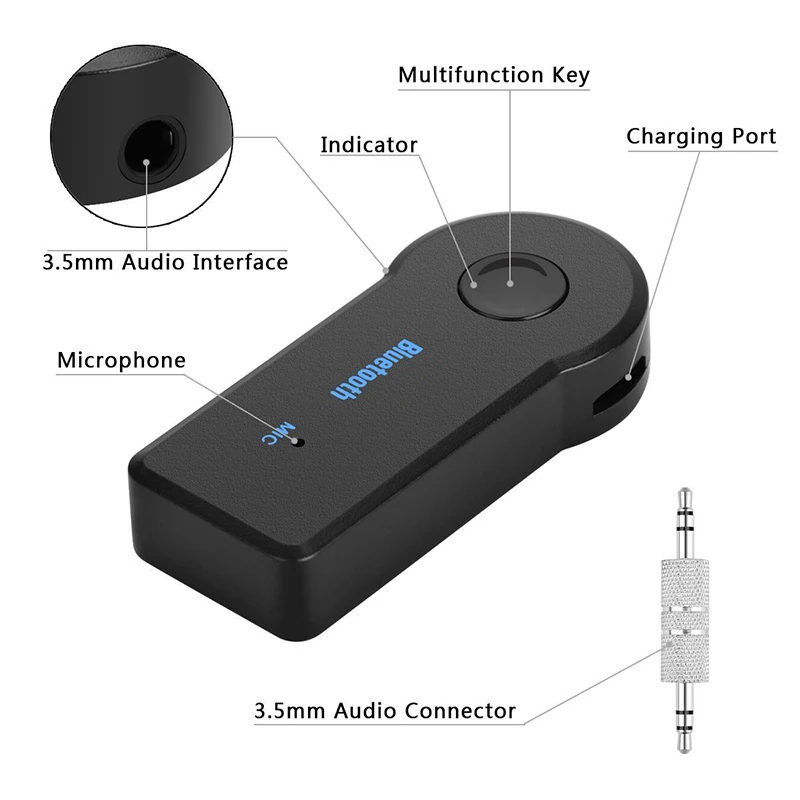 Bezdrôtová Auto Prijímač 5.0 Adaptér 3,5 mm Jack Audio Vysielač Handsfree Telefónny Hovor AUX Hudby Prijímač pre Domáce TV MP3 1