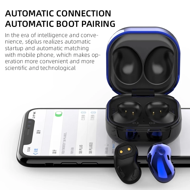 S6 Plus Bezdrôtové Slúchadlá Bluetooth Slúchadlá Hodiny Digitálne Zobrazenie Slúchadiel Pre Iphone Huawei OPPO Xiao Hudobné Slúchadlá TWS 3