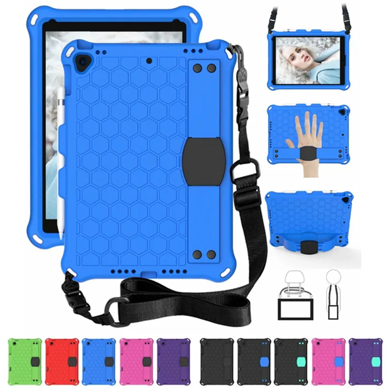 Ipad 10.2 2020 2019 Shockproof Strane Ramenný Popruh Deti Bezpečné Eva puzdro pre iPad 7. 8. generácie 2020 Stojan Silikónové Krytie 4