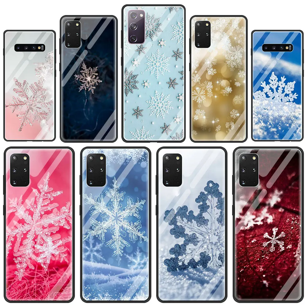 New Horúce Vianoce Snowflake Sklo Telefón puzdro pre Samsung Galaxy S21 S20 FE S10 Poznámka 10 20 Ultra 5G 9 S9 Plus S10e Kryt 2