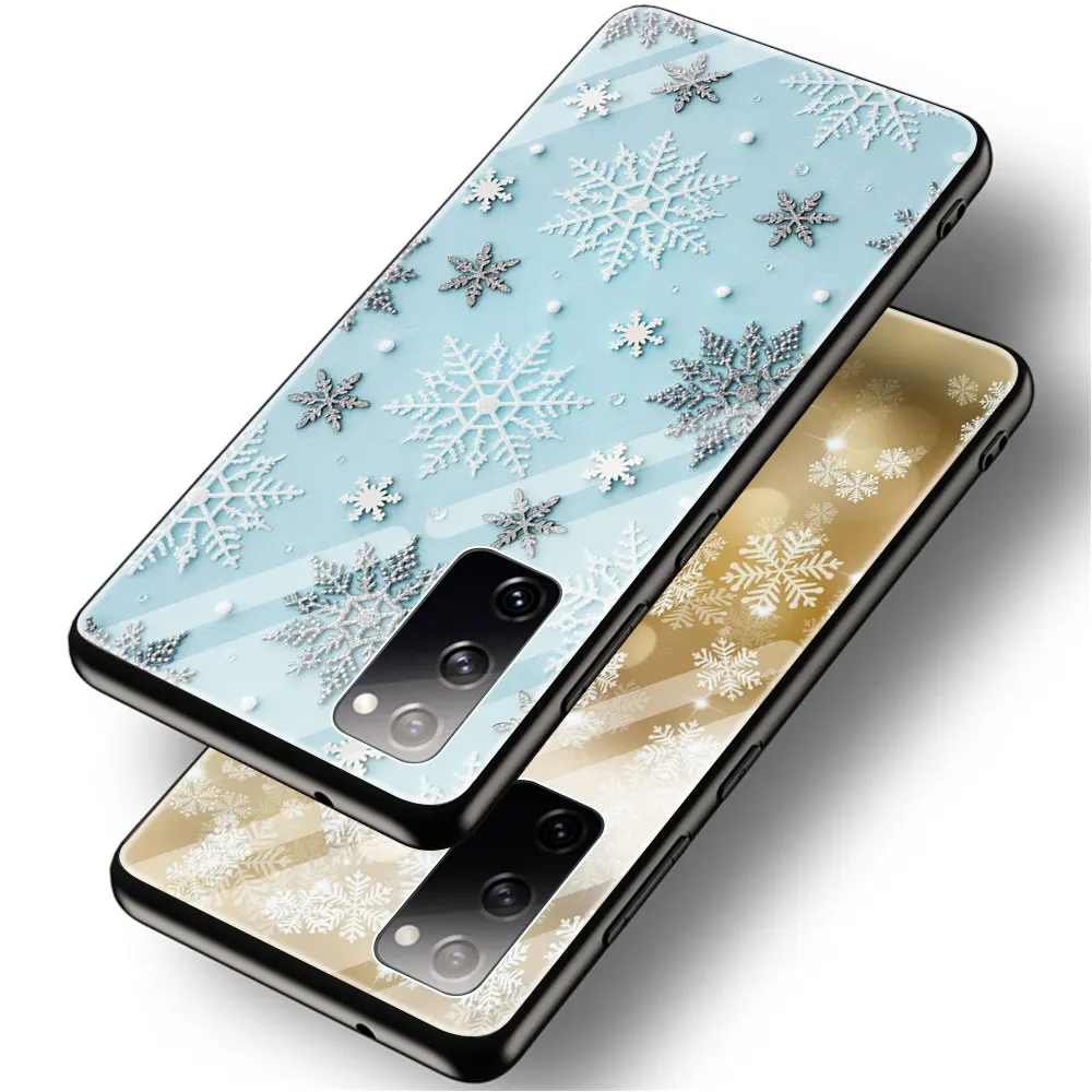 New Horúce Vianoce Snowflake Sklo Telefón puzdro pre Samsung Galaxy S21 S20 FE S10 Poznámka 10 20 Ultra 5G 9 S9 Plus S10e Kryt 3