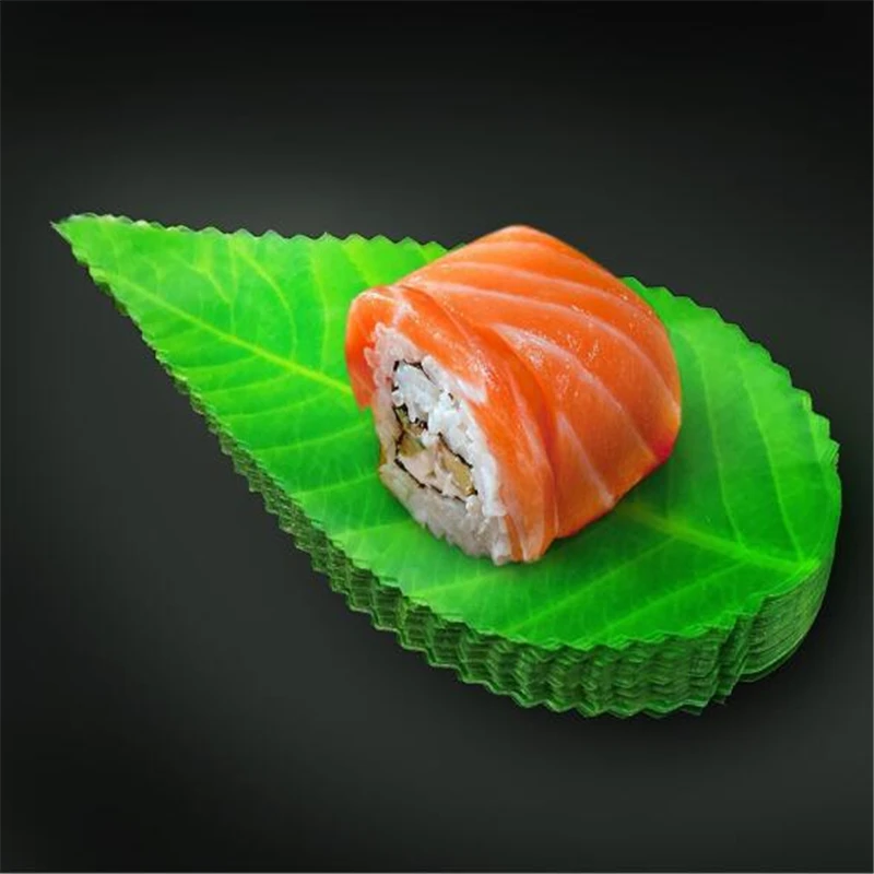 200Pcs/pack Zelenej Listovej Japonského Jedla Sushi Dekorácie Listy Sushi Trávy Tvorivé Plastové Leaf Sashimi Dekor Nástroje 2