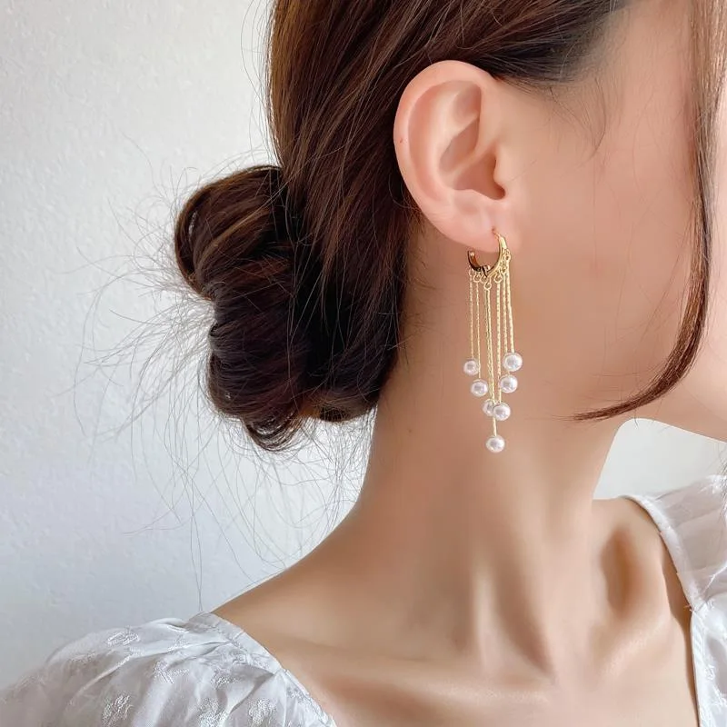 Vyhlásenie Pearl Strapec Dlhé Náušnice Ženy 2021 Nové Trendy Šperkov Elegantné Kórejský Earings Bijoux Veľkoobchod 5