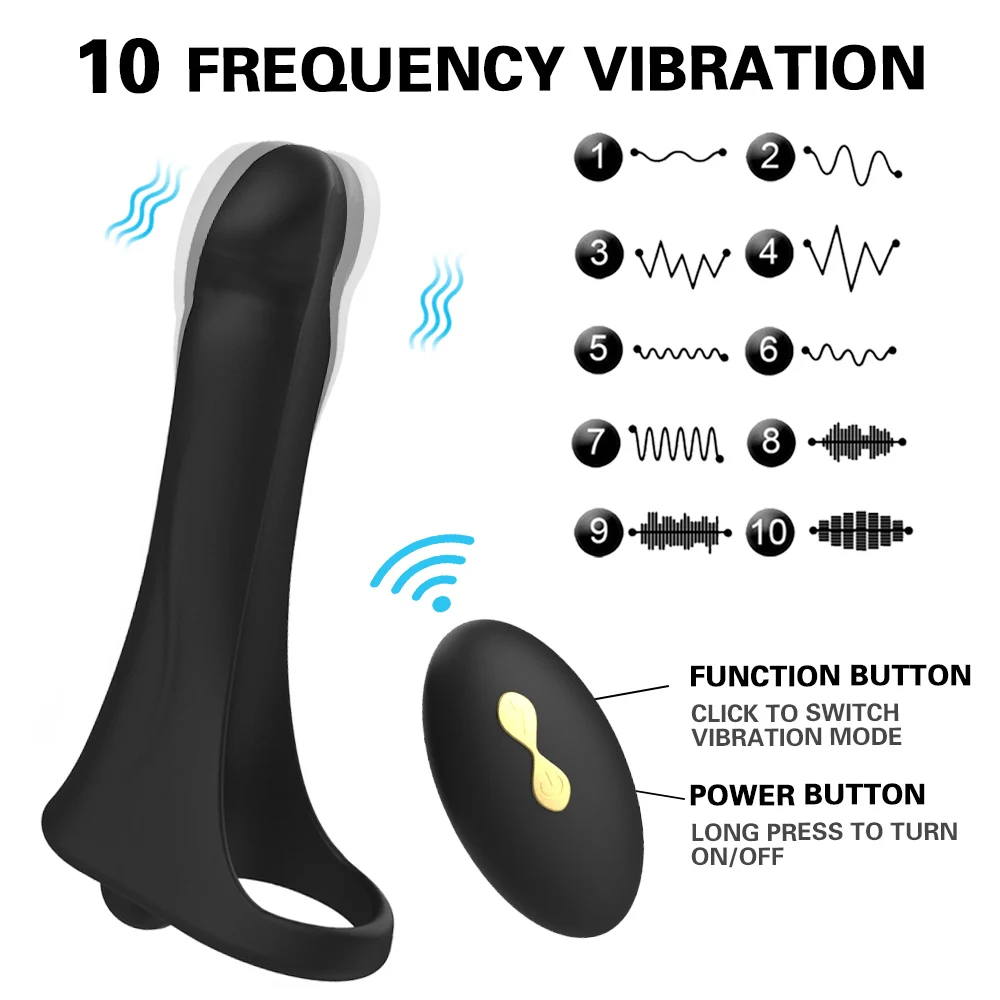 Diaľkové Ovládanie Popruh Na Penis S Vibrátorom Double Penetrácia Sexuálne Hračky Pre Páry Penis Vibračný Krúžok Na Penis Erekcie Pošvy Plug 3