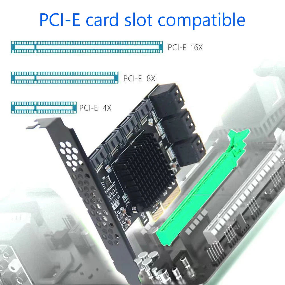 SATA PCI-E Adaptér 4/6/10 Porty PCI Express X4, X8, X16, Aby 6Gbps SATA 3.0 Hodnotiť Stúpačky Rozširujúca Karta SATA III PCIE X4 Radič 3