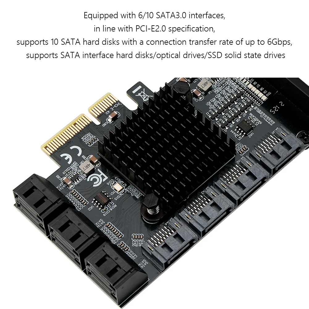SATA PCI-E Adaptér 4/6/10 Porty PCI Express X4, X8, X16, Aby 6Gbps SATA 3.0 Hodnotiť Stúpačky Rozširujúca Karta SATA III PCIE X4 Radič 4