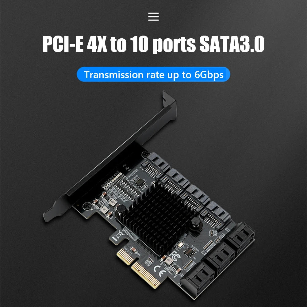 SATA PCI-E Adaptér 4/6/10 Porty PCI Express X4, X8, X16, Aby 6Gbps SATA 3.0 Hodnotiť Stúpačky Rozširujúca Karta SATA III PCIE X4 Radič 5
