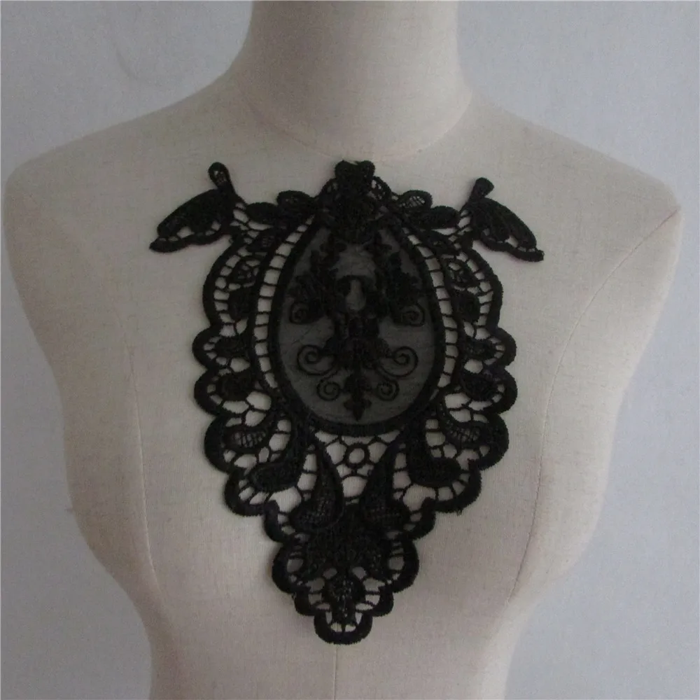 Ženský dizajn čiernej a bielej hrudi nášivka falošné golier tkaniny, výšivky KUTILOV, remeselníkov príslušenstvo 1 kus na predaj 4