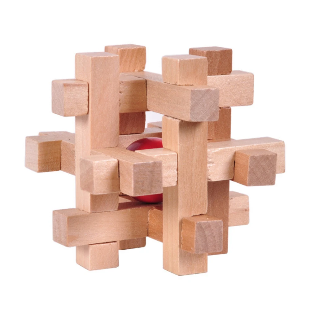 Drevené Kong Ming Luban Zablokovať Loptu v Klietke Puzzle Vzdelávacie Hračky Mozgu Teaser 2