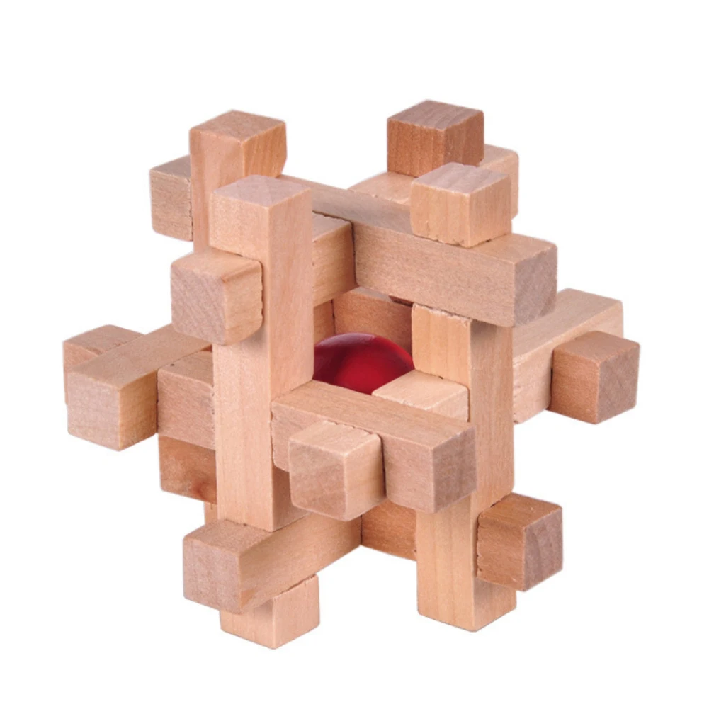 Drevené Kong Ming Luban Zablokovať Loptu v Klietke Puzzle Vzdelávacie Hračky Mozgu Teaser 3