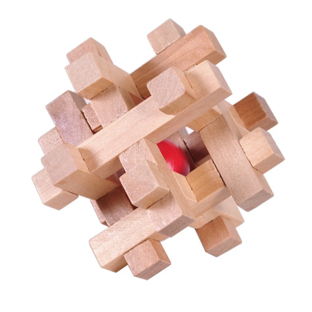 Drevené Kong Ming Luban Zablokovať Loptu v Klietke Puzzle Vzdelávacie Hračky Mozgu Teaser 4