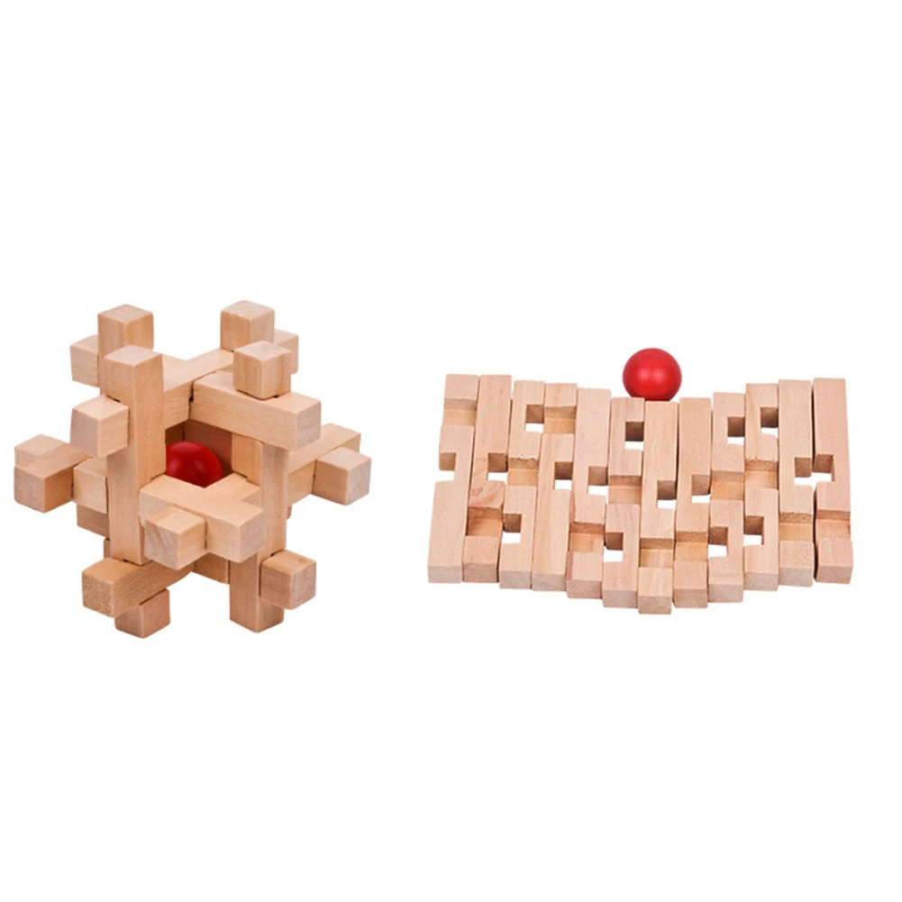 Drevené Kong Ming Luban Zablokovať Loptu v Klietke Puzzle Vzdelávacie Hračky Mozgu Teaser 5