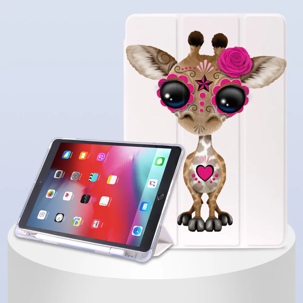 Cartoon Žirafa Roztomilý puzdro Pre iPad Vzduchu 4 Vzduchu 2 Mini 5 Prípade iPad 10.2 7. 8. Kryt S Ceruzkou Držiak Pre iPad Pro 11 Prípade 2020 2