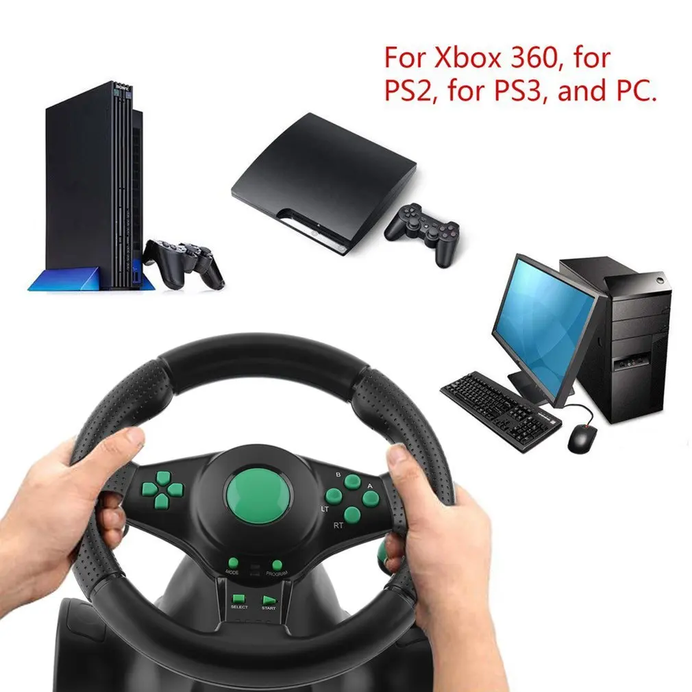 180 Stupeň Rotácie Herné Vibrácií Závodné Volant S Pedálmi Pre XBOX 360 Pre PS2 Na PS3, PC USB Volante Vozidla 0