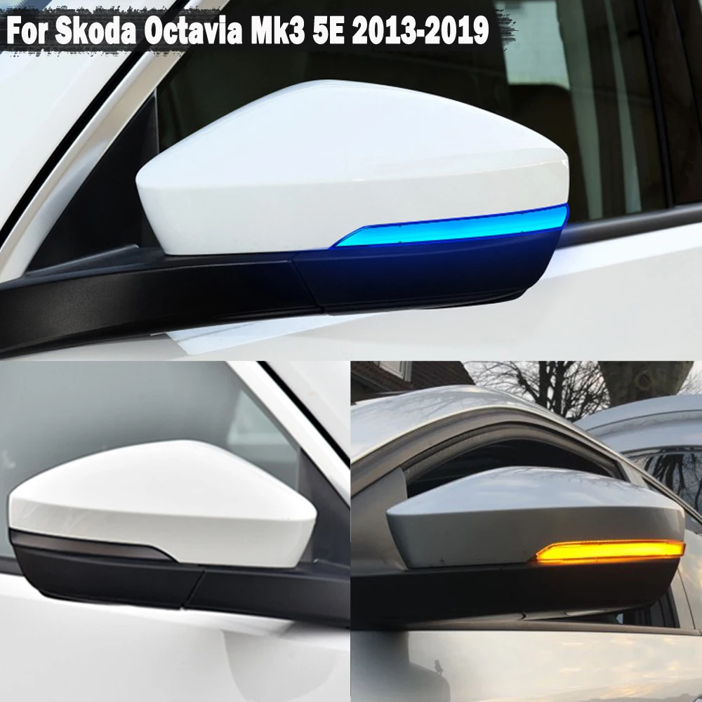 Dynamické LED Zase Signál Blinker Zrkadlo flasher Svetlo Na Skoda Octavia Mk3 A7 5E 2013 2016 2017 2018 2019 5