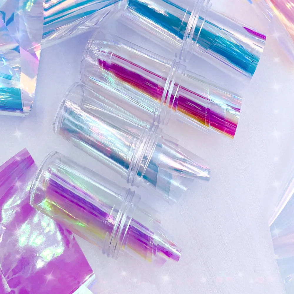 1Roll Zrkadlo Holografické Fólie Rainbow Nálepky Aurora Sklo Gradient Nechty, Nálepky Dizajnér Nail Art DIY Manikúra Fólie Obtlačky 4